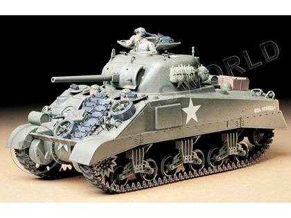 Склеиваемая пластиковая модель Американский танк М4 Sherman (ранняя версия) с 3 фигурами. Масштаб 1:35 - фото 1