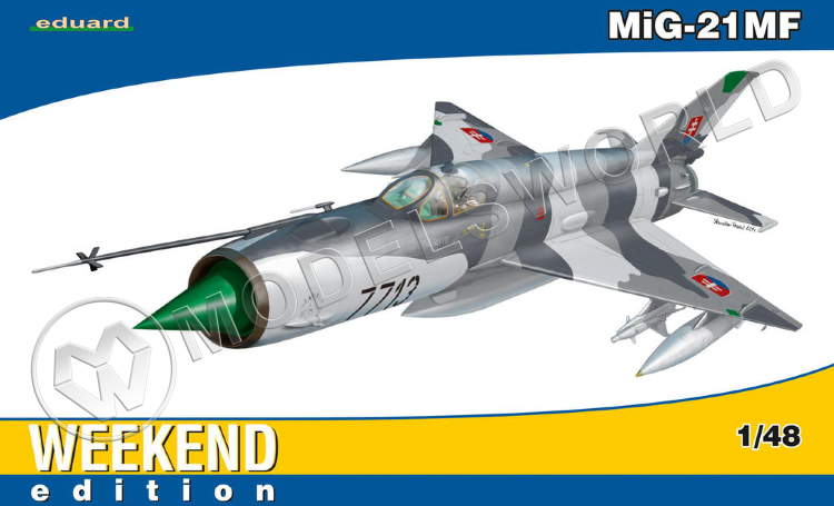 Склеиваемая пластиковая модель МиГ-21MF. Масштаб 1:48 - фото 1