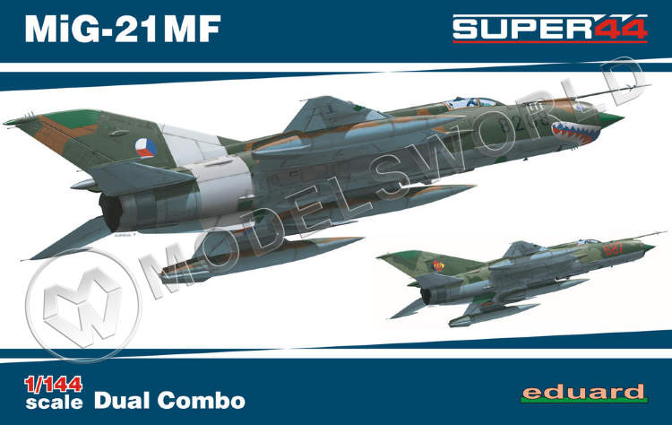 Склеиваемая пластиковая модель самолета MiG-21MF DUAL COMBO Масштаб 1:144 - фото 1