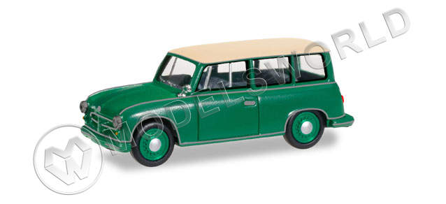 Модель автомобиля AWZ P 70 Kombi, бежевый, зеленый. H0 1:87 - фото 1