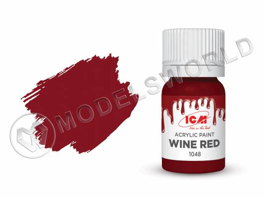 Акриловая краска ICM, цвет Винно-красный (Wine Red), 12 мл