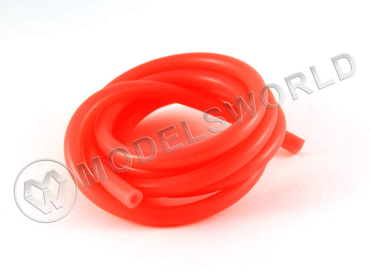 Трубка топливная силиконовая, 3.2x6 мм, 1 м, Fluo Red. - фото 1