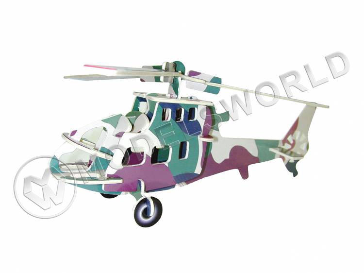 Сборная деревянная модель Вертолет (цветной) - фото 1