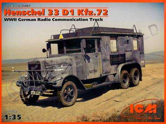 Склеиваемая пластиковая модель Henschel 33 D1 Kfz.72, немецкая машина связи, 2МВ. Масштаб 1:35