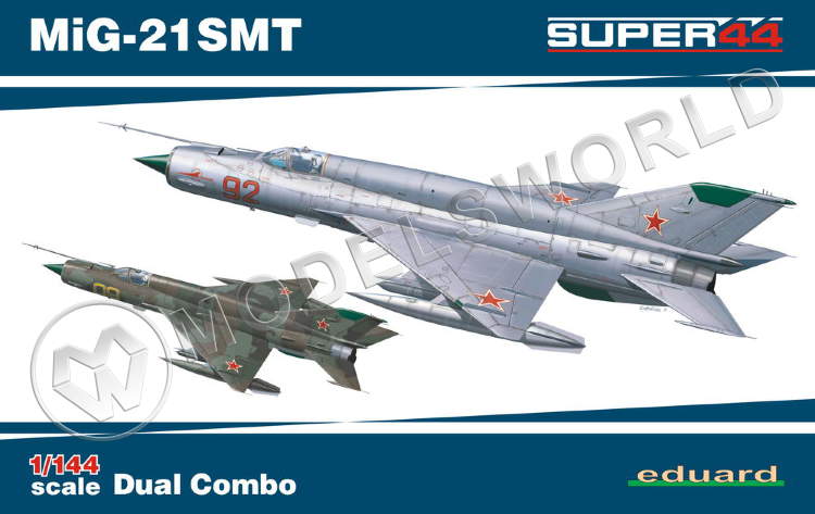 Склеиваемая пластиковая модель самолета MiG-21SMT DUAL COMBO Масштаб 1:144 - фото 1