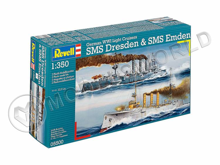 Склеиваемая пластиковая модель Немецкие крейсера SMS Dresden & SMS Emden I МВ + КОМПЛЕКТ ДОПОЛНЕНИЙ. Масштаб 1:350 - фото 1